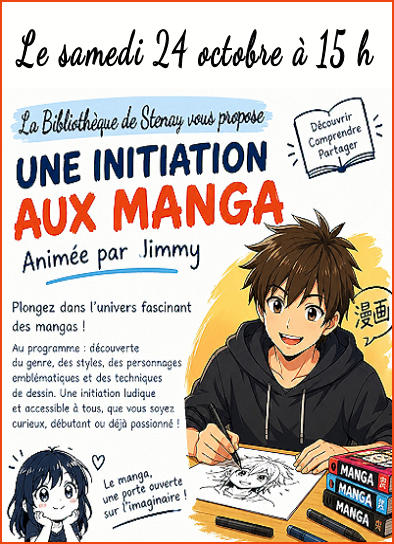 Initiation au Manga le 24 oct à 15 h à la bibliothèque de Stenay